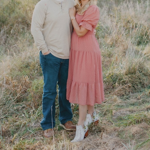 Square Neck Midi Swiss Dot Dress - Picture 5 of 7